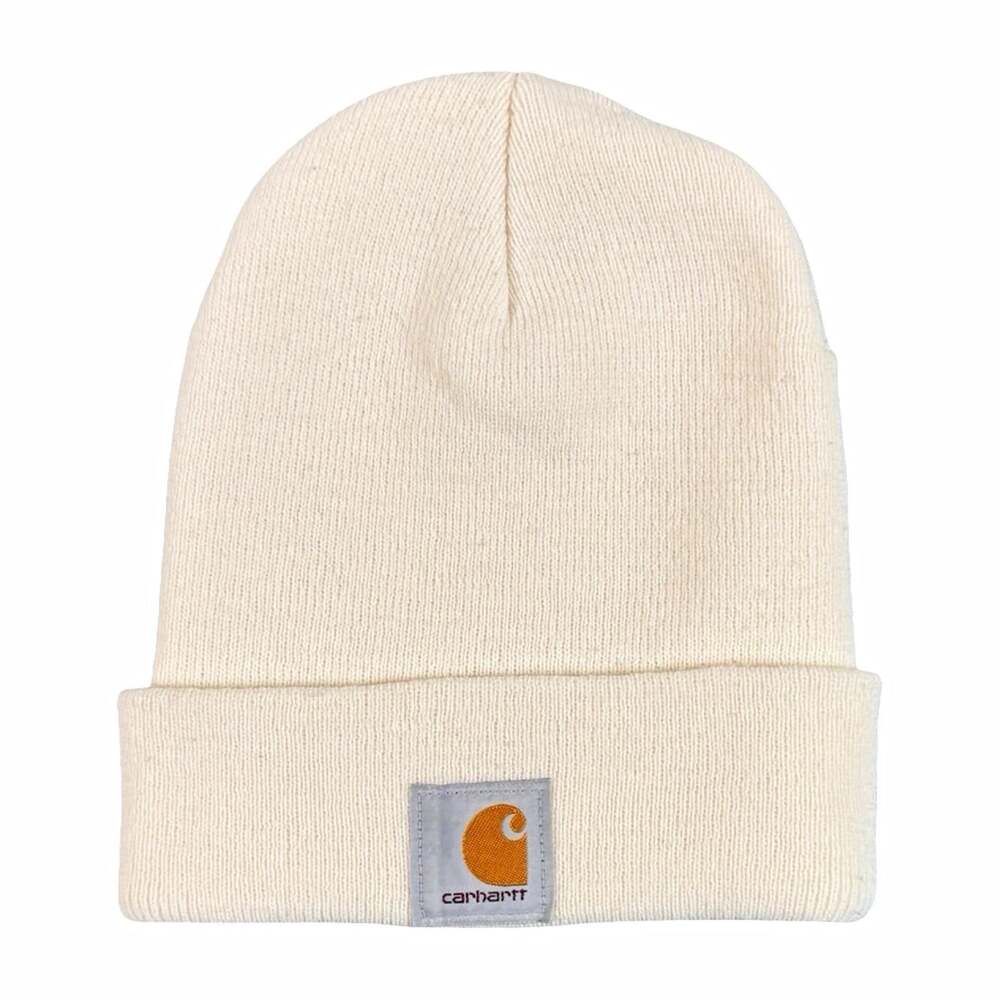 Vintage Carhartt A18 Beanie White Knit Acrylic Hat One Size Fall/Winter Solid